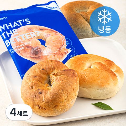 널담 고단백 배꼽 베이글 플레인 140g + 흑임자 140g + 크랜베리 & 호두 140g 세트 (냉동) 420g, 4세트