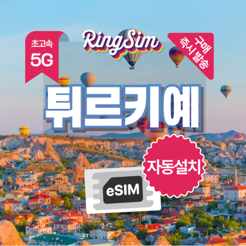 링심 터키이심 5G 튀르키예 이스탄불 esim 데이터무제한 유심, 1개, 5G 매일2GB 후 저속 무제한, 10일