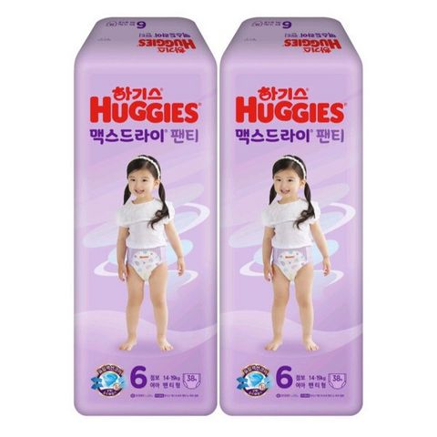 하기스 2025 맥스드라이 팬티형 기저귀 여아용 점보형, 6단계, 76매