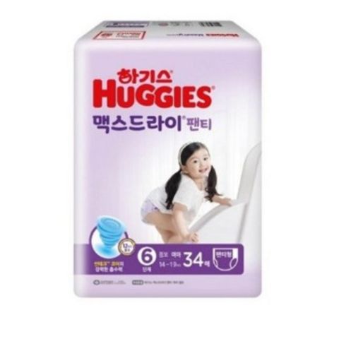하기스 2025 맥스드라이 팬티형 기저귀 여아용 점보형, 6단계, 76매