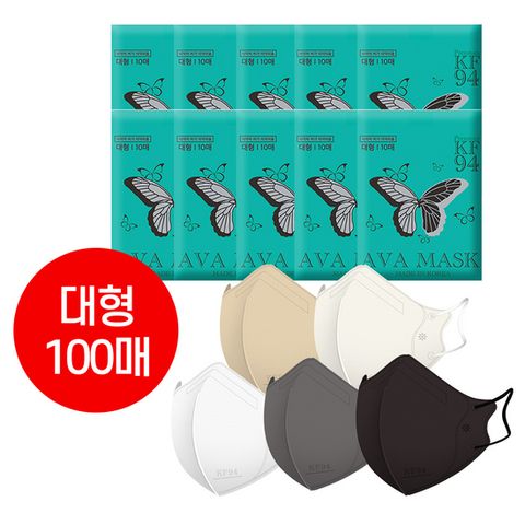 AVA 아바 KF94 새부리형 마스크 대형 100매 홈쇼핑방송 베스트상품, 화이트, 10개, 10개입