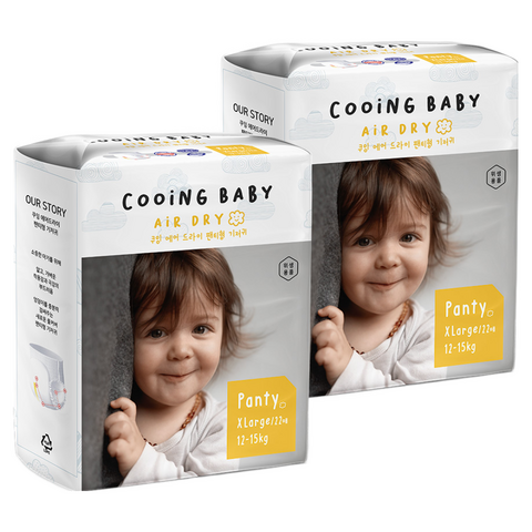 Cooing 에어 드라이 풀커버 팬티형 기저귀 아동용, 특대형(XL), 88매