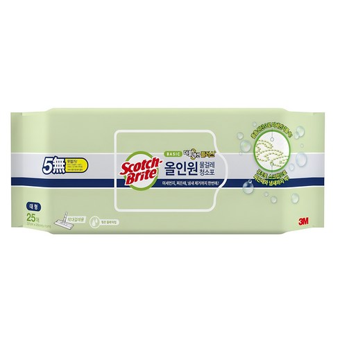 스카치브라이트 올인원 베이직 더블액션 물걸레 청소포 플러스 25매, 1개