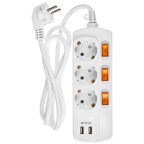 홈플래닛 멀티탭 3구 + USB 2포트 XWL-SAG3U, 1.5m, 화이트, 1개