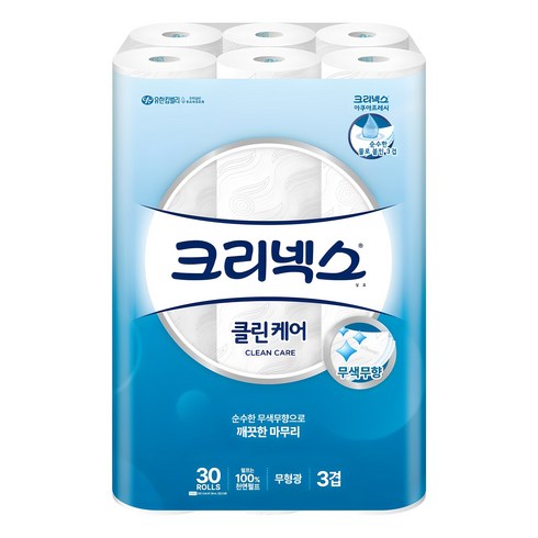 크리넥스 클린케어 롤화장지 3겹, 25m, 30개입, 1개