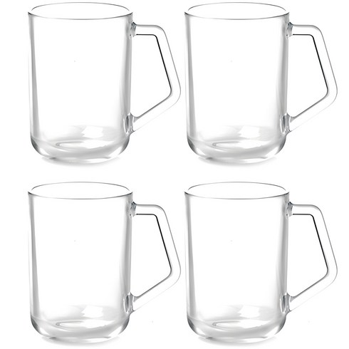 글라스락 내열강화 이지그립 머그컵 350ml, 투명, 4개