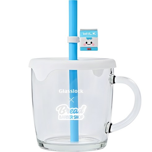글라스락 브레드이발소 스트로우캡 머그 360ml, 윌크, 1개