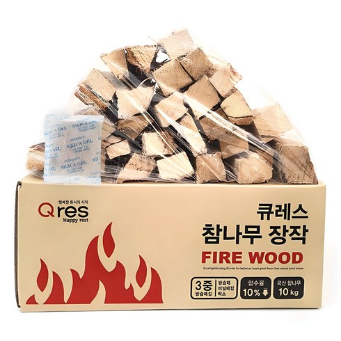 큐레스 3중 방습 국산 참나무 장작, 10kg, 1개