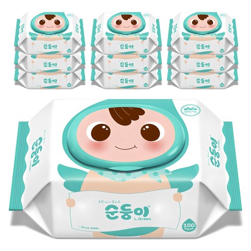 순둥이 오리지널 엘그린 아기물티슈 캡형, 50g, 100개입, 10개