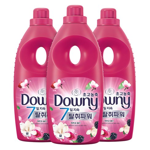 다우니 초고농축 7일지속 탈취파워 섬유유연제 목련과 베리 본품, 1.05L, 3개
