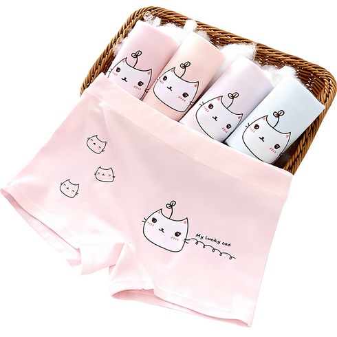 아이뿜 여아용 마이 러블리 캣 학생 드로즈 사각 팬티 5종 세트 C09