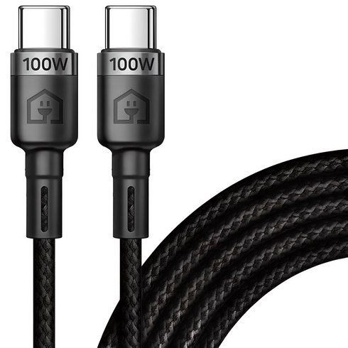 홈플래닛 E-Marker IC 칩셋 C to C PD 100W 초고속충전 케이블, 3m, 블랙, 1개