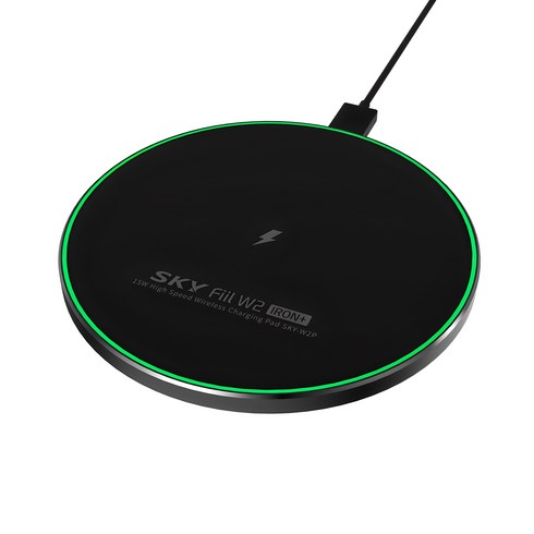 SKY 필 W2P 아이언+ 15W 고속 무선충전기 패드 SKY-W2P, 나이트블랙, 1개