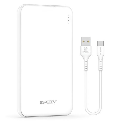 스피디 슬림핏 보조배터리 5000mAh + C타입 케이블, SPE-PBCP50, WHITE