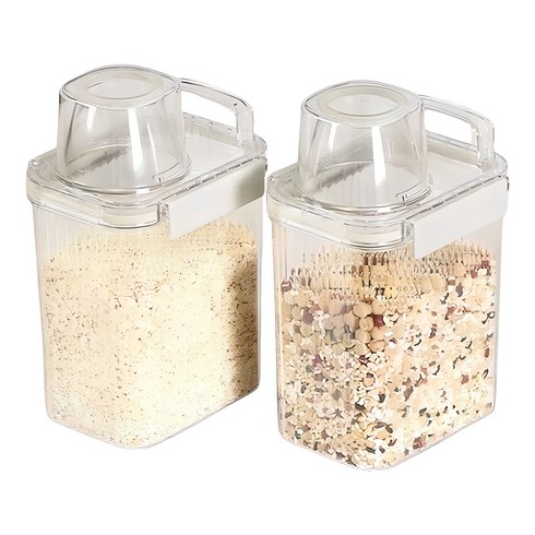 달팽이리빙 퀴진드마망 밀폐 잡곡통 1300ml, 투명, 2개