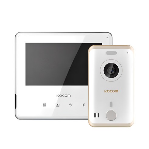 코콤 아날로그 비디오폰 KCV-S701 + 현관카메라 4선식 KC-R80E 화이트 세트, KCV-S701(비디오폰), KC-R80E(현관카메라)
