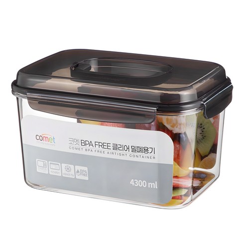 코멧 국내생산 BPA FREE 클리어 직사각 밀폐용기, 1개, 단품