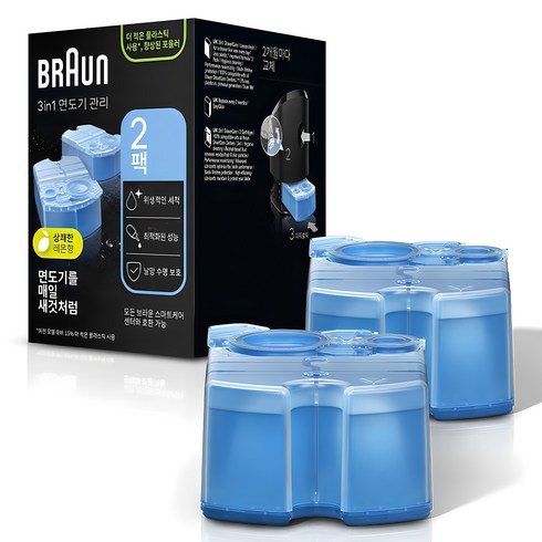 BRAUN 정품 클린 앤 리뉴 NEW 면도기 세정액, CCR, 2개