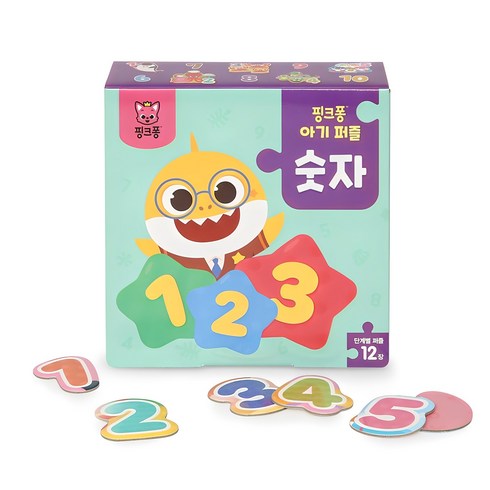 핑크퐁 아기 퍼즐 숫자 (단계별 퍼즐 12장), 더핑크퐁컴퍼니