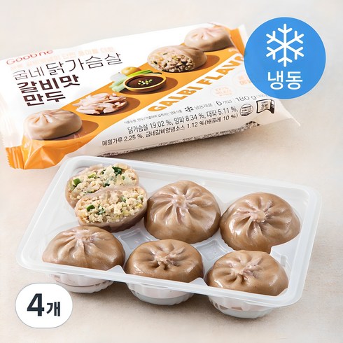 굽네 닭가슴살 갈비맛 만두(냉동), 180g, 4개
