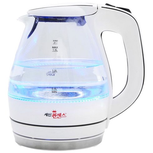 퀸센스 유리 무선주전자 1.5L, QS-1015S White