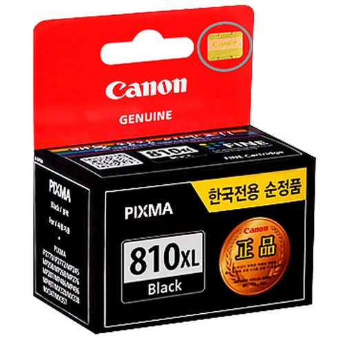 캐논 정품 잉크 PG810 MP287 MP258 MP276 MP237 프린터잉크, PG-810XL(검정), 1개