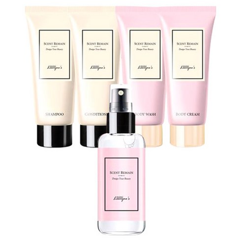 미미로린스 여행용 5종 젯트 셋트, 바디워시 30ml + 바디크림 30ml + 샴푸 30ml + 컨디셔너 30ml + 드레스퍼퓸 60ml, 1세트