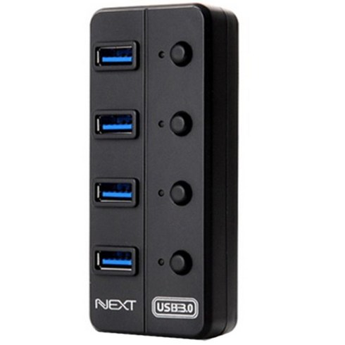 넥스트유 4포트 USB3.0 허브 NEXT 704U3 유전원, 블랙, 1개