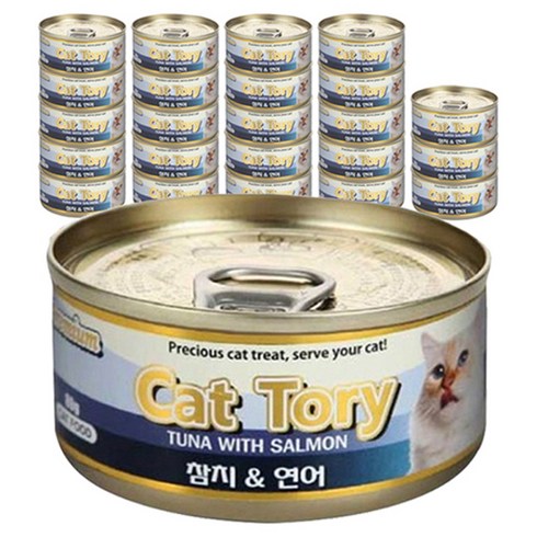 캣토리 고양이 캔, 참치 + 연어 혼합맛, 80g, 24개