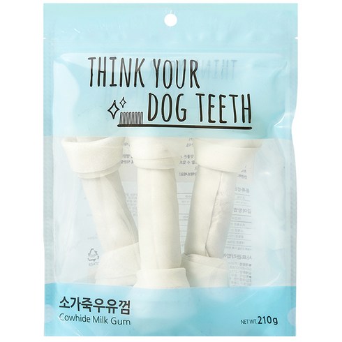 띵크유어도그티 강아지 우유껌 대형 3P, 소가죽, 210g, 1개