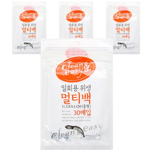 유하우스 일회용 위생 멀티백, 중(M), 30개입, 4개