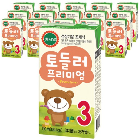 베지밀 토들러 프리미엄 3단계 아기두유, 190ml, 16개