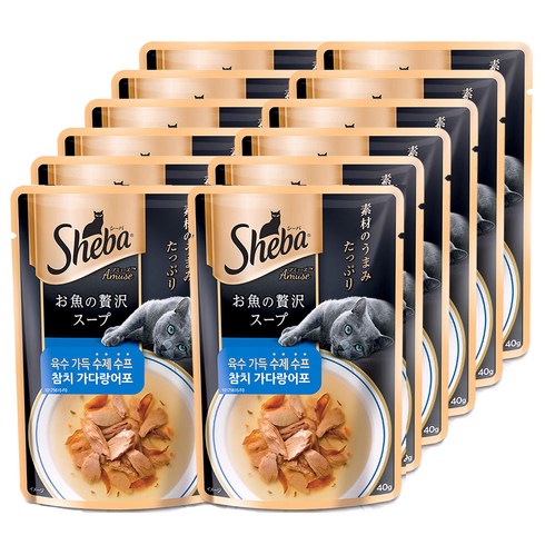 쉬바 고양이 수프 간식, 참치 가다랑어포, 40g, 12개