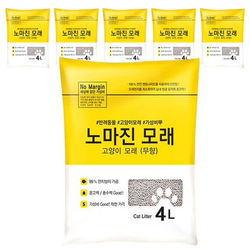 노마진 고양이 모래, 4L, 6개, 무향