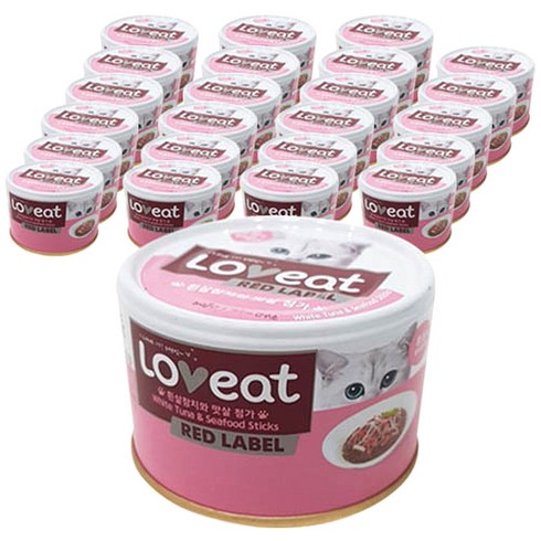 사조러브잇 고양이 레드라벨 간식캔, 혼합맛(흰살참치/맛살), 160g, 24개