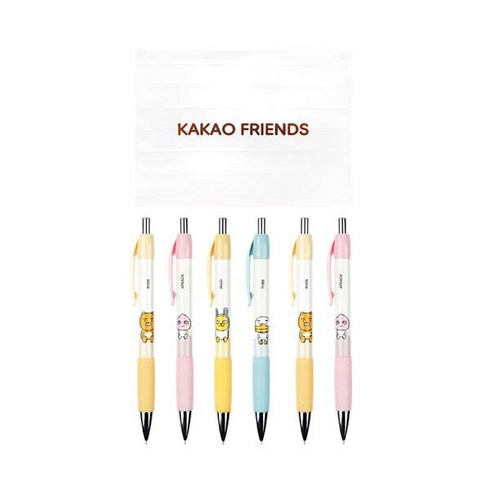 아이콘스 카카오프렌즈 샤프 랜덤 발송 6p + 투명 지퍼백, 0.5mm, 1세트