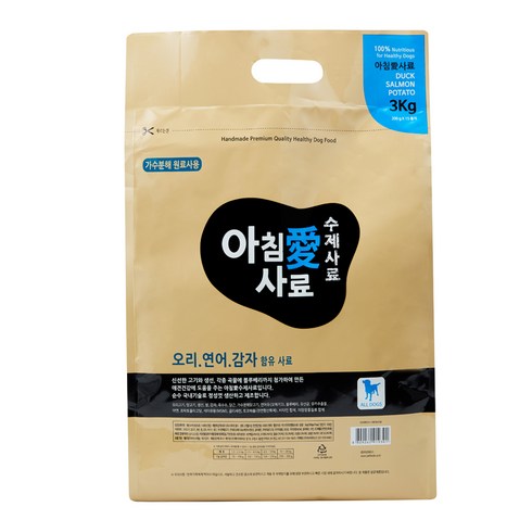 아침애 전연령 강아지 수제 소프트사료, 연어+오리+감자, 3kg, 1개