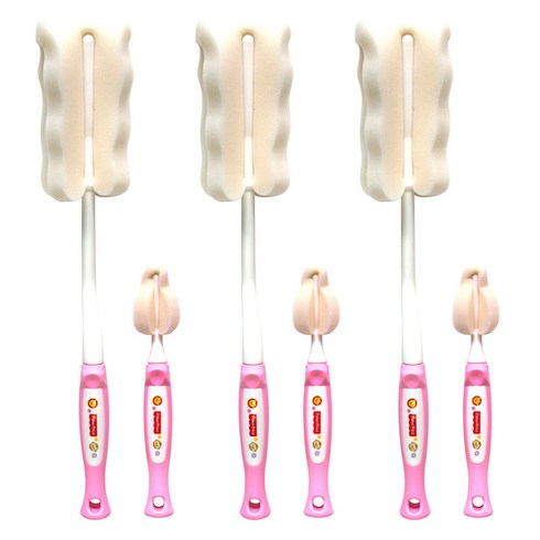 피셔프라이스 소프트 젖병솔 + 젖꼭지 세척솔 세트, 핑크, 3세트