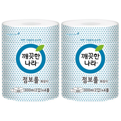 깨끗한나라 ECO 2겹 점보롤 화장지, 300m, 2개, 4롤