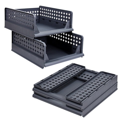 올리빙 국내 제조 크로스 접이식 슬라이딩 리빙박스, 그레이, 4개