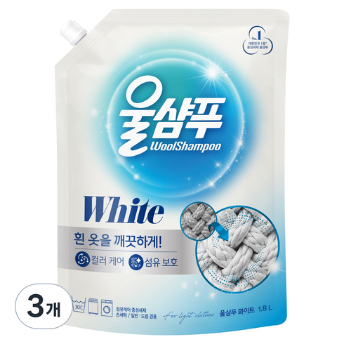 울샴푸 화이트 리필, 1.8L, 3개