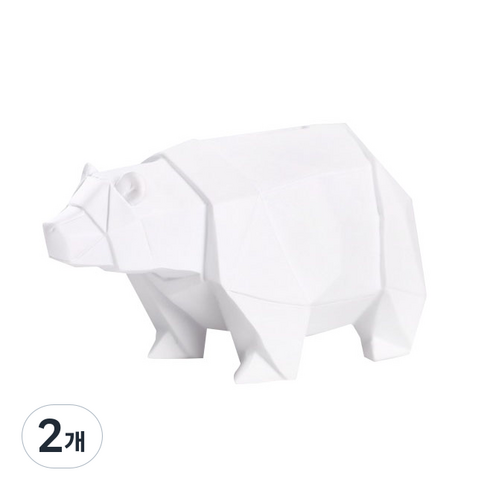 케이유니언 북유럽풍 기하학 북극곰 저금통, 화이트, 2개
