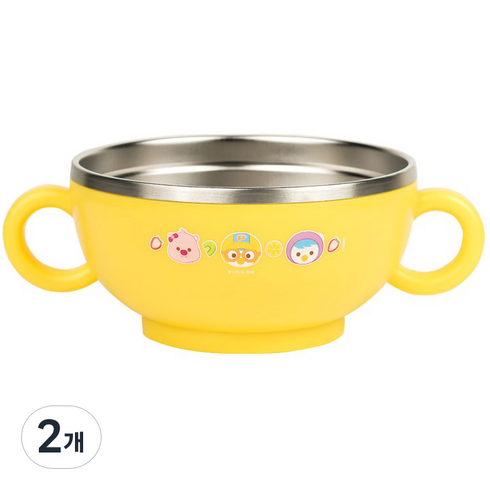 릴팡 아동용 뽀로로 식기세척기 가능 더볼 스텐대접, 혼합색상, 2개