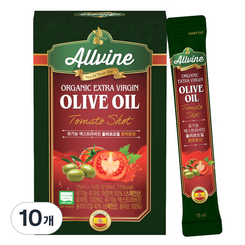 ALLVINE 올리브오일 토마토샷 15ml 14포, 10개, 210ml