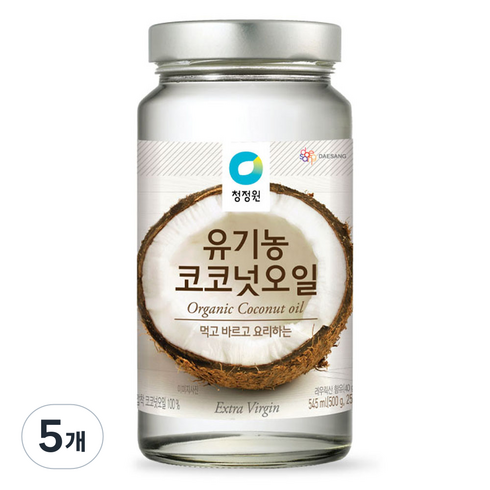 청정원 유기농 코코넛오일, 545ml, 5개