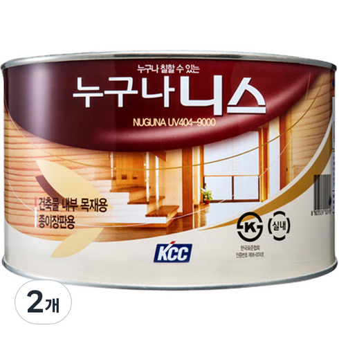 KCC페인트 누구나니스 유광, 투명, 1L, 2개