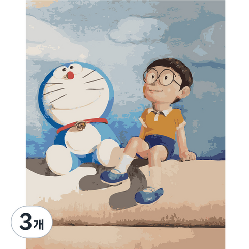 순잠 깜찍 모던 수채화 유채화 개릭터 그림그리기 DIY 세트 40 x 50 x 1.6 cm, 28 냥이의 하나뿐인 단짝친구, 3개