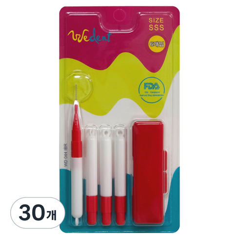 위덴 향기 치간칫솔 SSS, 0.7mm, 6개입, 30개