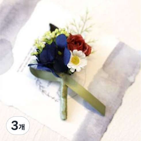 주앙오브제 러리 미니 꽃다발, 11 레몬 옐로우 골드 볼 다크 레드 로즈, 3개