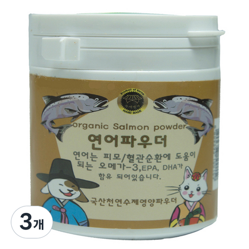 수제명가 반려동물 웰펫 연어파우더 영양제, 피부/피모, 100g, 3개